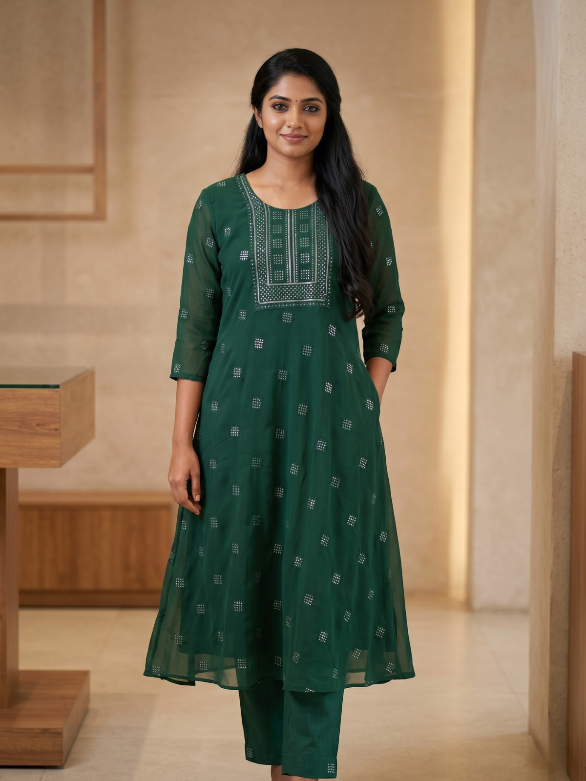 Georgette A-Line kurta