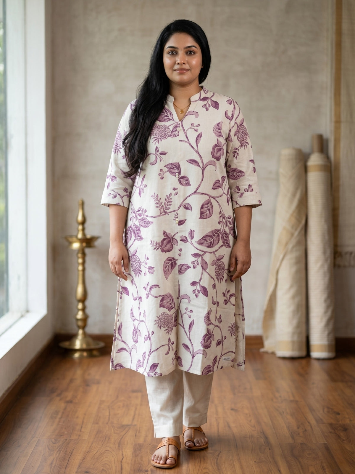 Linen block printed kurta