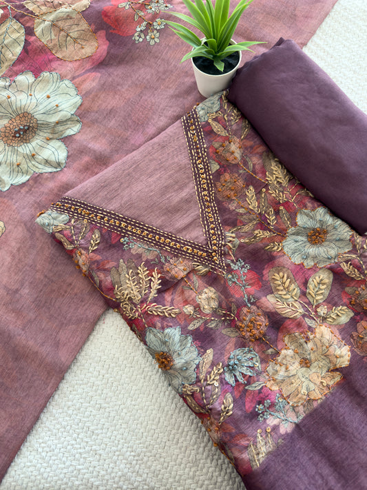 Semi  Silk unstitched Salwar Suit