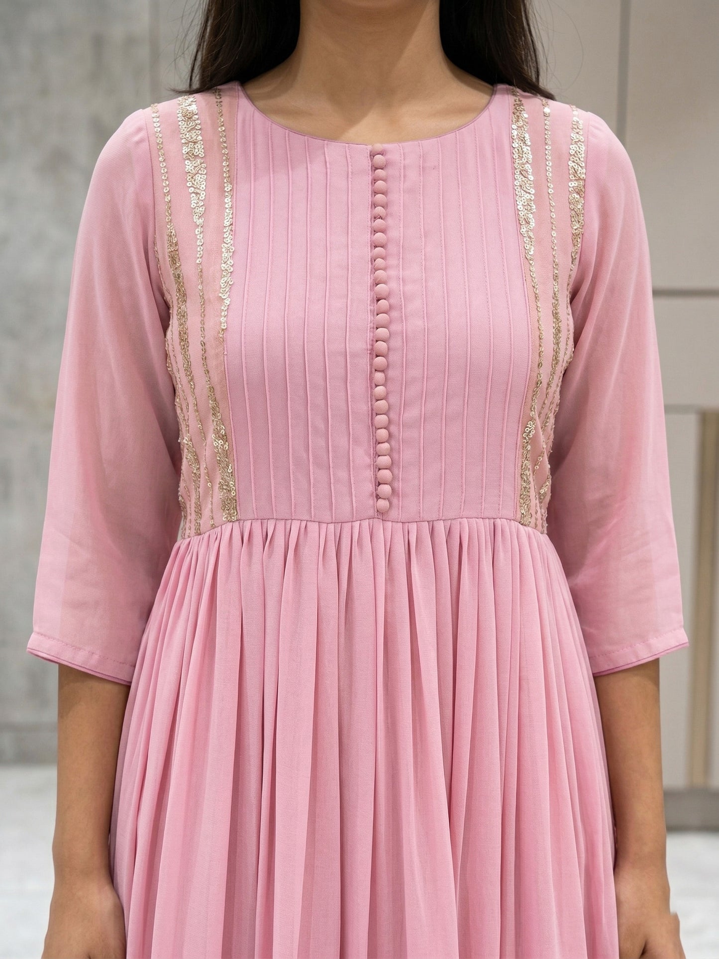 Pleated Handwork Dress