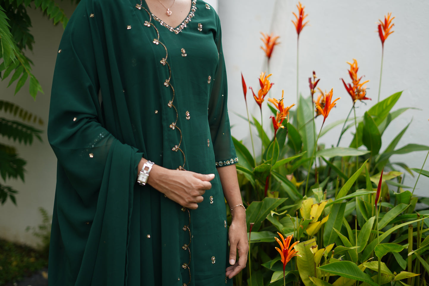 Emerald Grace Embellished Kurta Set