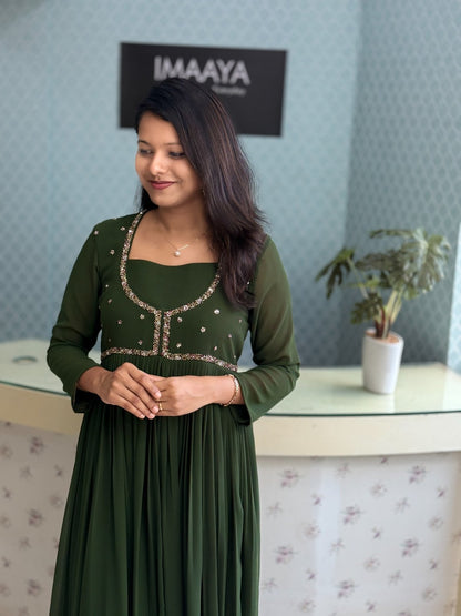 Embellished Georgette Overcoat Gown