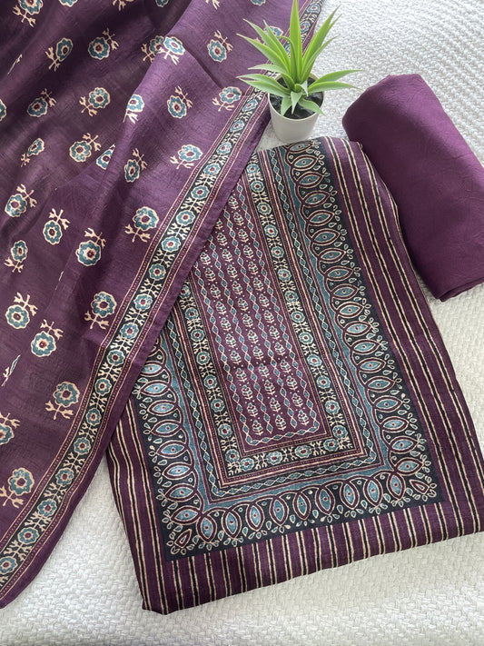 Semi Raw Silk unstitched Salwar Suit