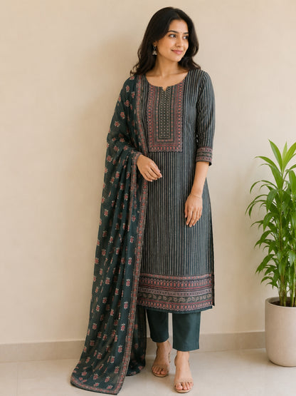 Semi Raw Silk unstitched Salwar Suit