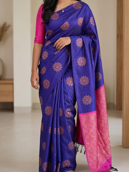 Semi Silk Brocade Butta saree