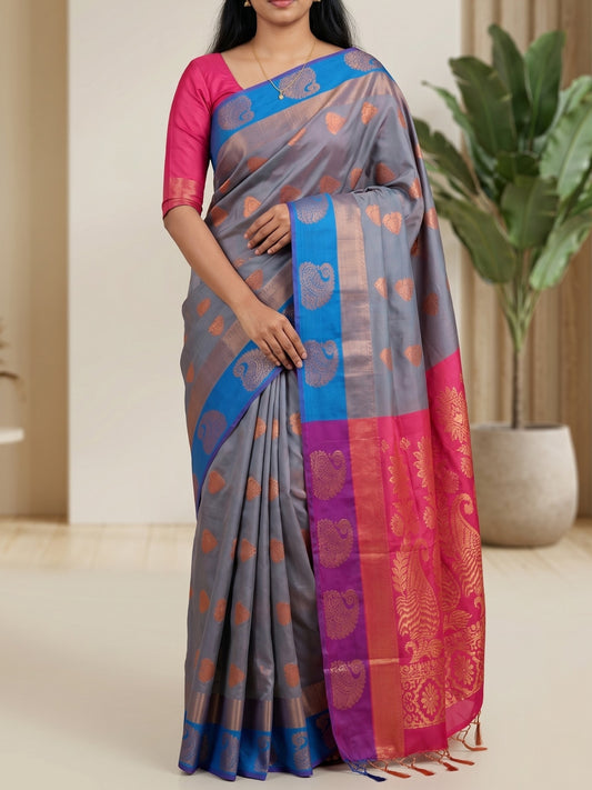 Semi Silk Brocade Butta Saree