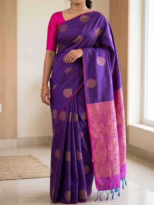 Semi Silk Brocade Butta Saree