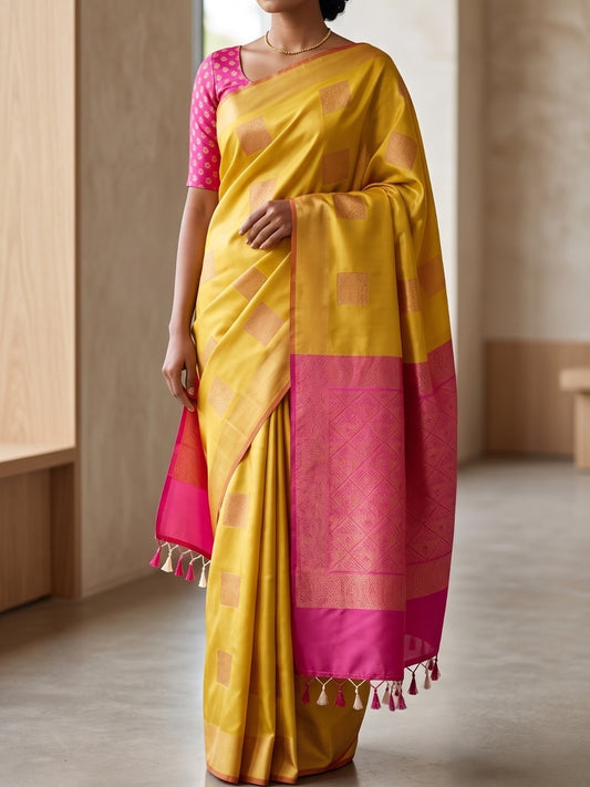 Semi Silk Brocade Butta Saree
