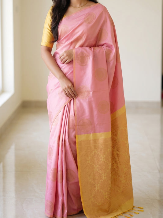 Semi Silk Brocade Butta saree