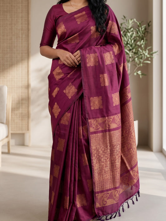 Semi Silk Brocade Butta Saree