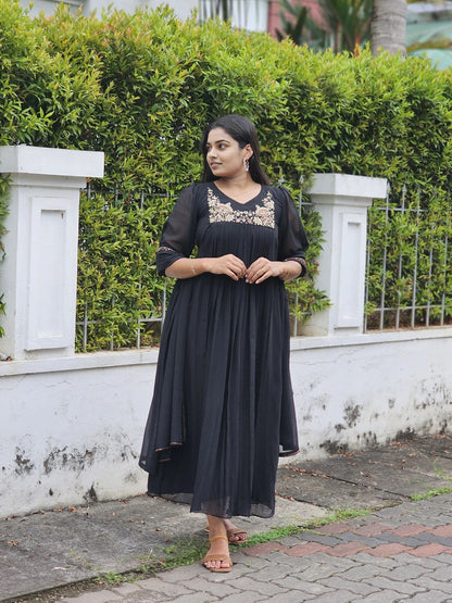 Party wear pleated gown