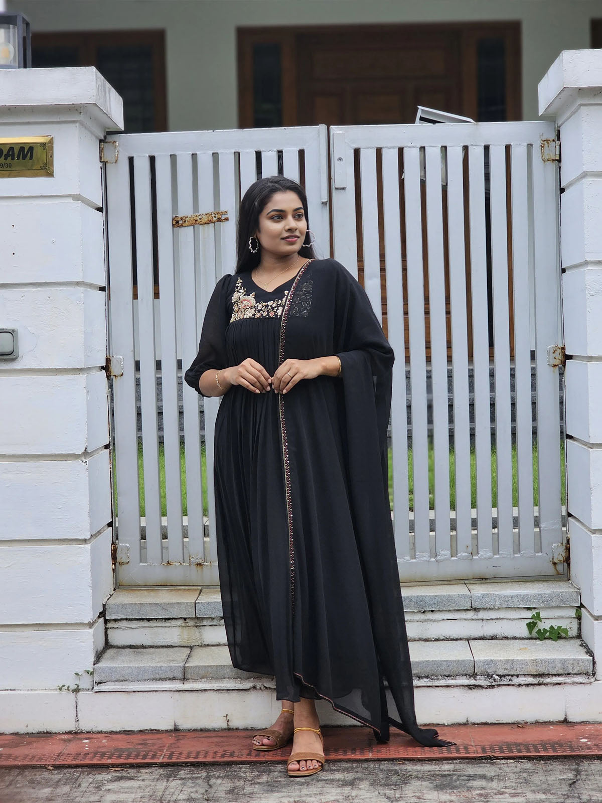 Party wear pleated gown