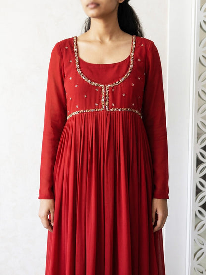Embellished Georgette Overcoat Gown