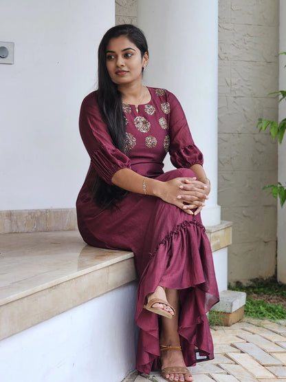 Party wear Aline gown with gathers