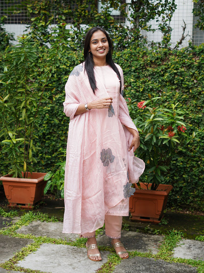 Muslin fabric with handwork emblishment