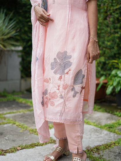 Muslin fabric with handwork emblishment