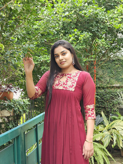 Party wear pleated gown