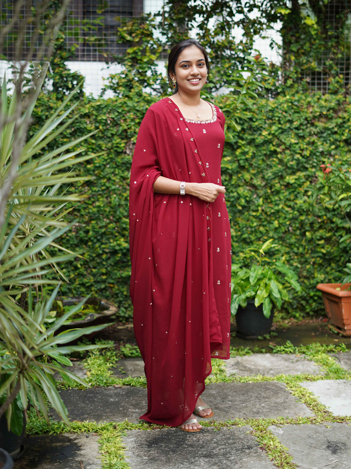 Crimson Grace Embellished Kurta Set