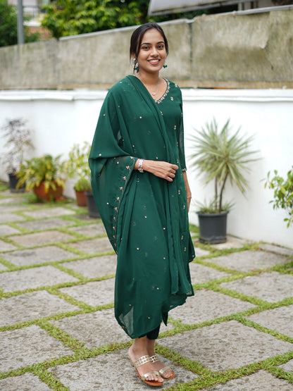 Emerald Grace Embellished Kurta Set