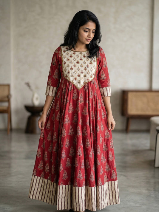 Panelcut Anarkali in Jaipur cotton
