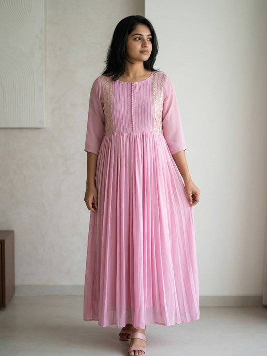 Pleated Handwork Dress