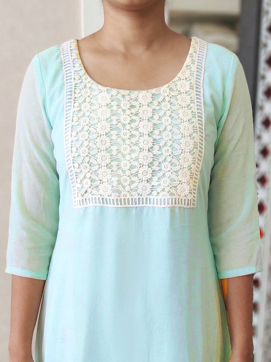 A-Line dress with crochet Yoke Pattern