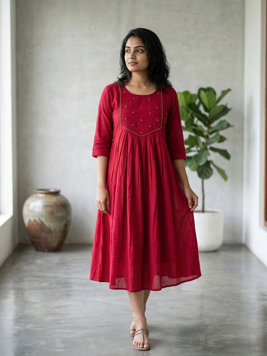 Pleated Handwork Dress