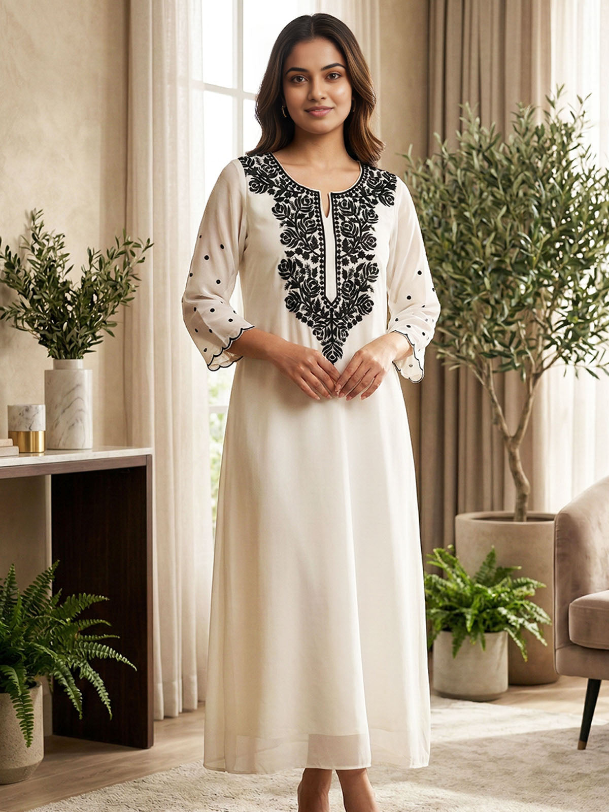 A-line Embroidery kurta