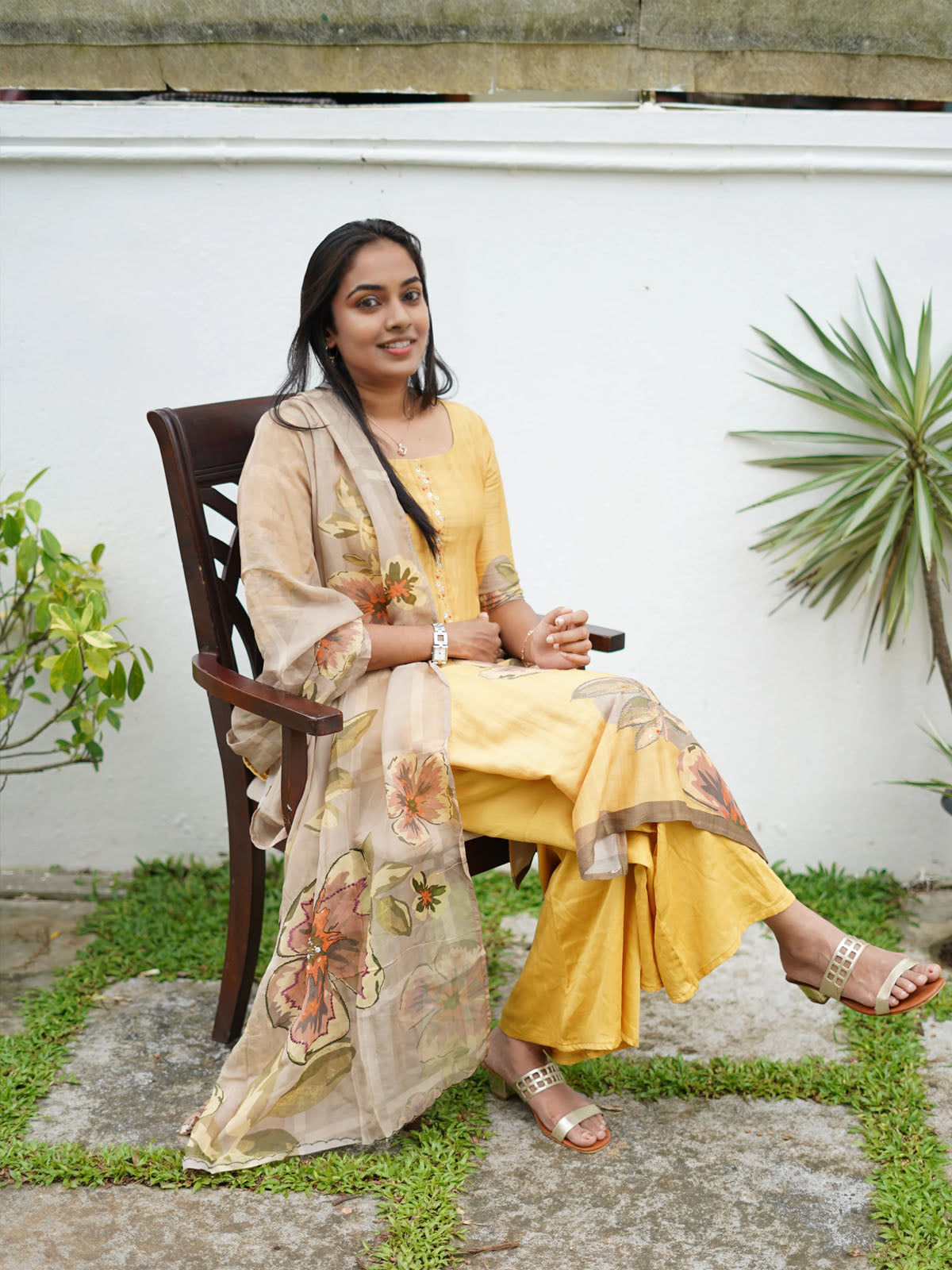 Muslin fabric with handword emblishment